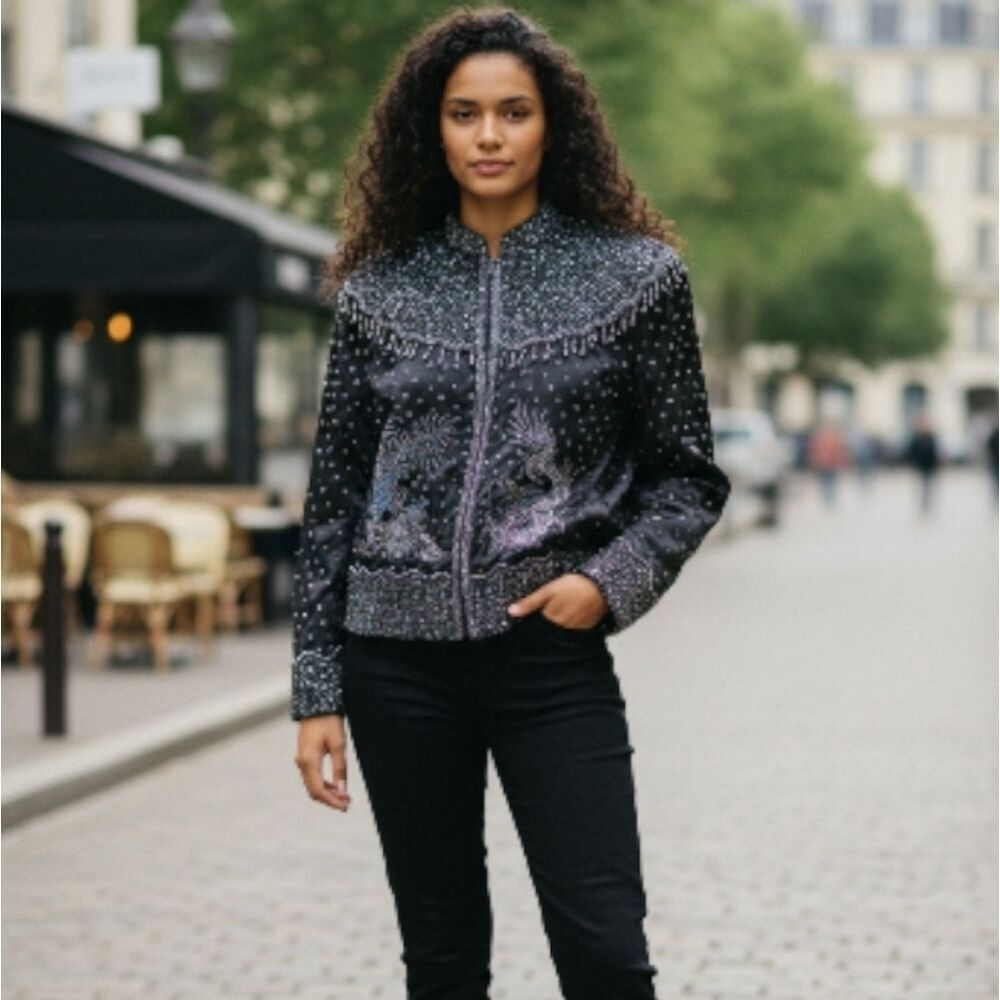 Vintage Jenny Lewis Beaded Silk Jacket | Dragon & Phoenix Embroidery